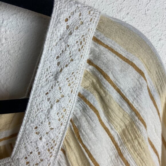 Lauren Conrad Size Large Top Peasant Milk Maid Prairie Netural Square Neck Boho - Picture 9 of 9